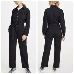 Boyish The Guy Slim Denim Jumpsuit Small in Denim Charcoal